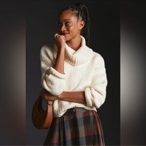 Anthropologie Pilcro Cream Cowl Neck Katie Drop Shoulder Sweater Small EUC Soft